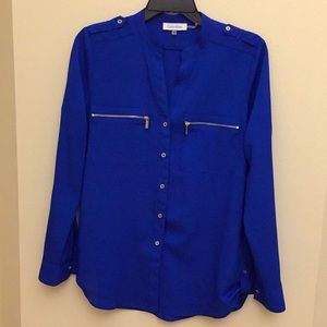 Calvin Klein   Zip-Pocket Utility Blouse